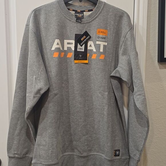 Ariat Rebar Workman Logo Sweatshirt- Grey - Picture 7 of 8